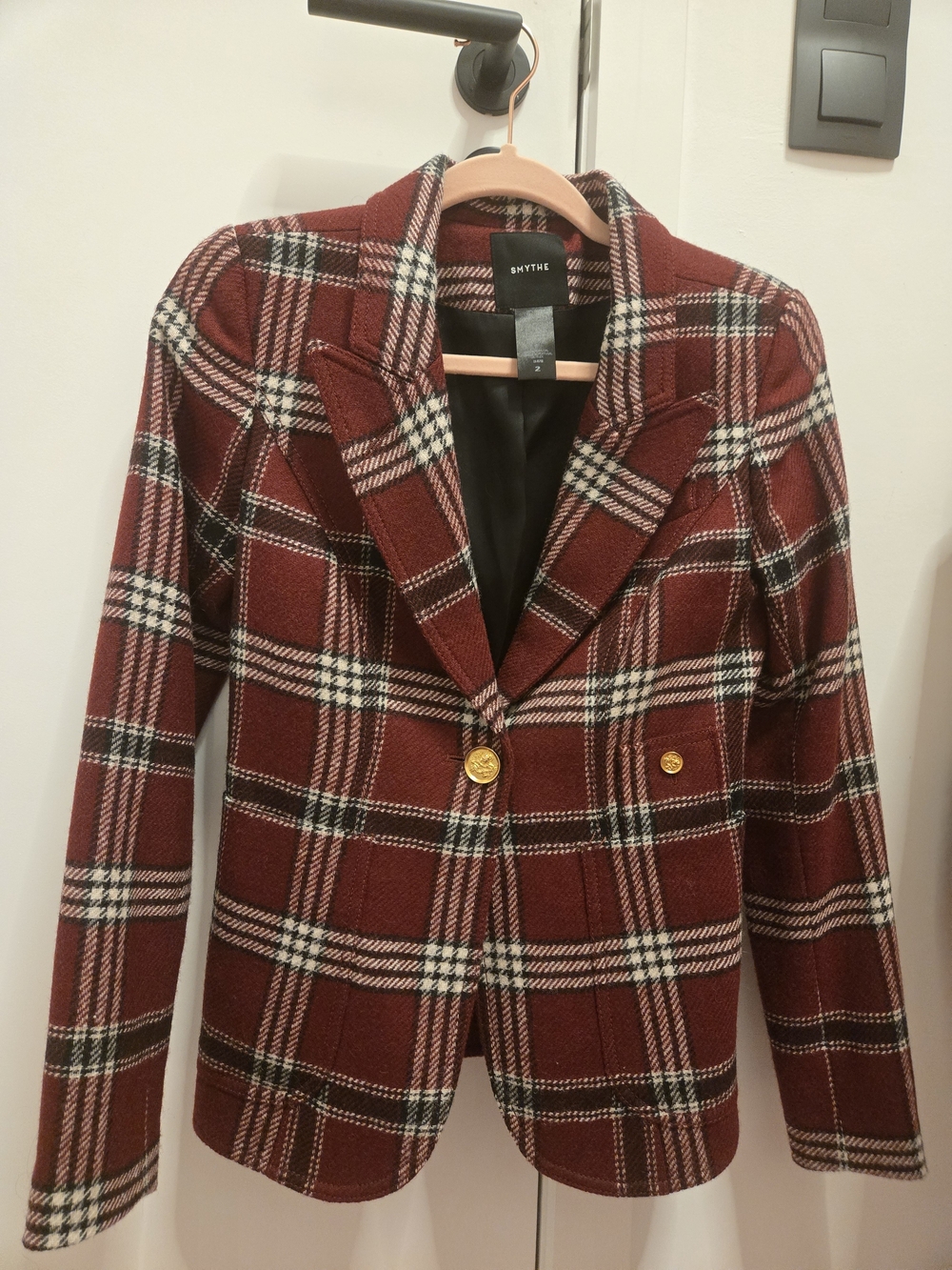 Smythe Red Plaid Double-Button Blazer